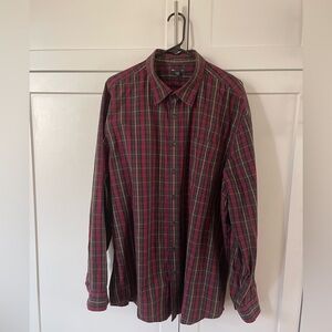 Gap Plaid Button Down Long Sleeve Shirt/ Burgundy & Olive/ Size XXL